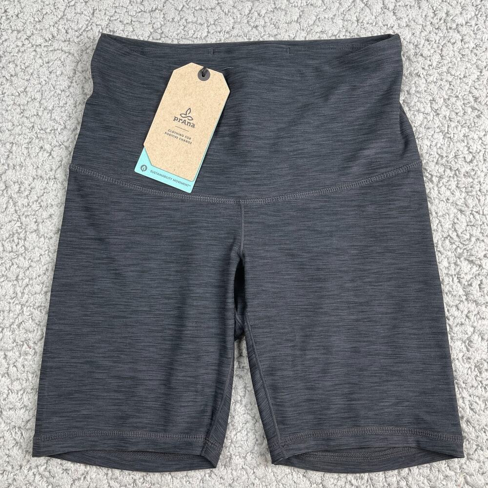 PrAna Kimble Shorts High Rise Biker 7" Black Heather Women's XS Yoga Run